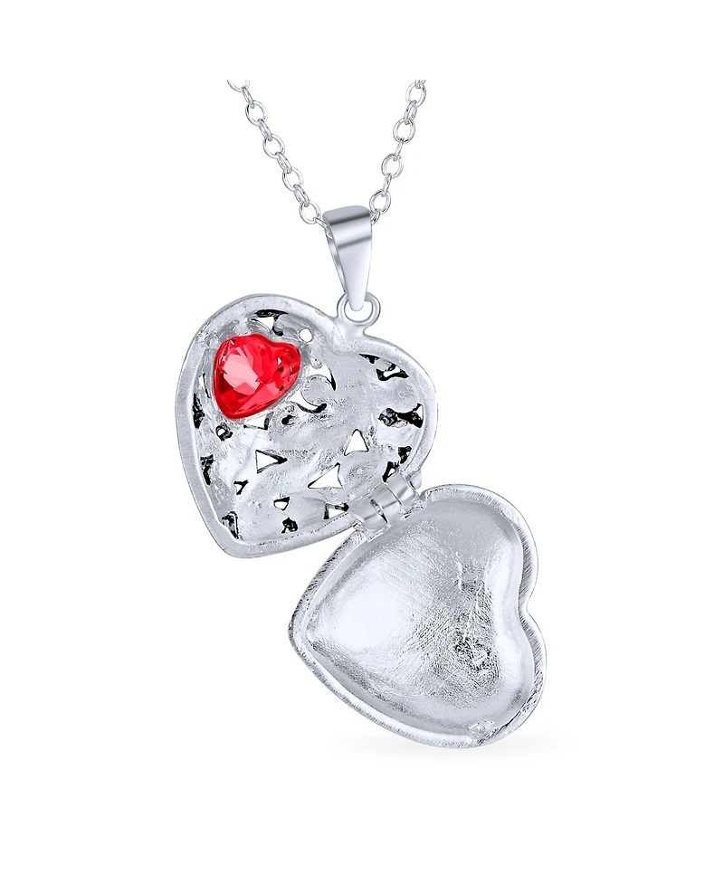 Bling Jewelry Butterfly Marcasite Pink Cz Heart Locket Necklace Rose Gold Sterling Silver