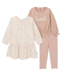 Gerber Toddler Girls Dress, Top and Legging Matching Set, 3-Piece