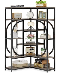 Tribesigns 7-Shelf Corner Bookshelf, Large Modern Bookcase, Tall L-shaped Shelf Stand Display Rack with Storage, Metal Frame for Living