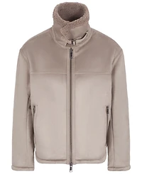 A|X Armani Exchange Men's Faux-Leather Sherpa-Lined Jacket