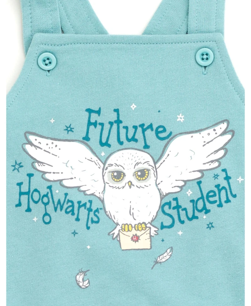 Harry Potter Baby Boys Hermione Hedwig Ron Weasley French Terry Short Overalls T-Shirt & Hat 3 Piece Outfit Newborn to
