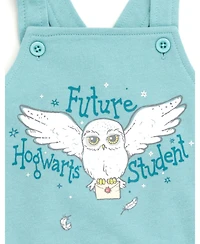 Harry Potter Baby Boys Hermione Hedwig Ron Weasley French Terry Short Overalls T-Shirt & Hat 3 Piece Outfit Newborn to