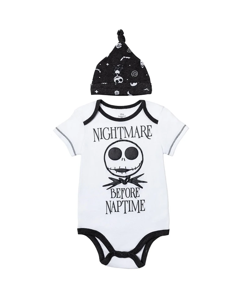 Nightmare Before Christmas Baby Boys Bodysuit Pants and Hat 3 Piece Outfit Set