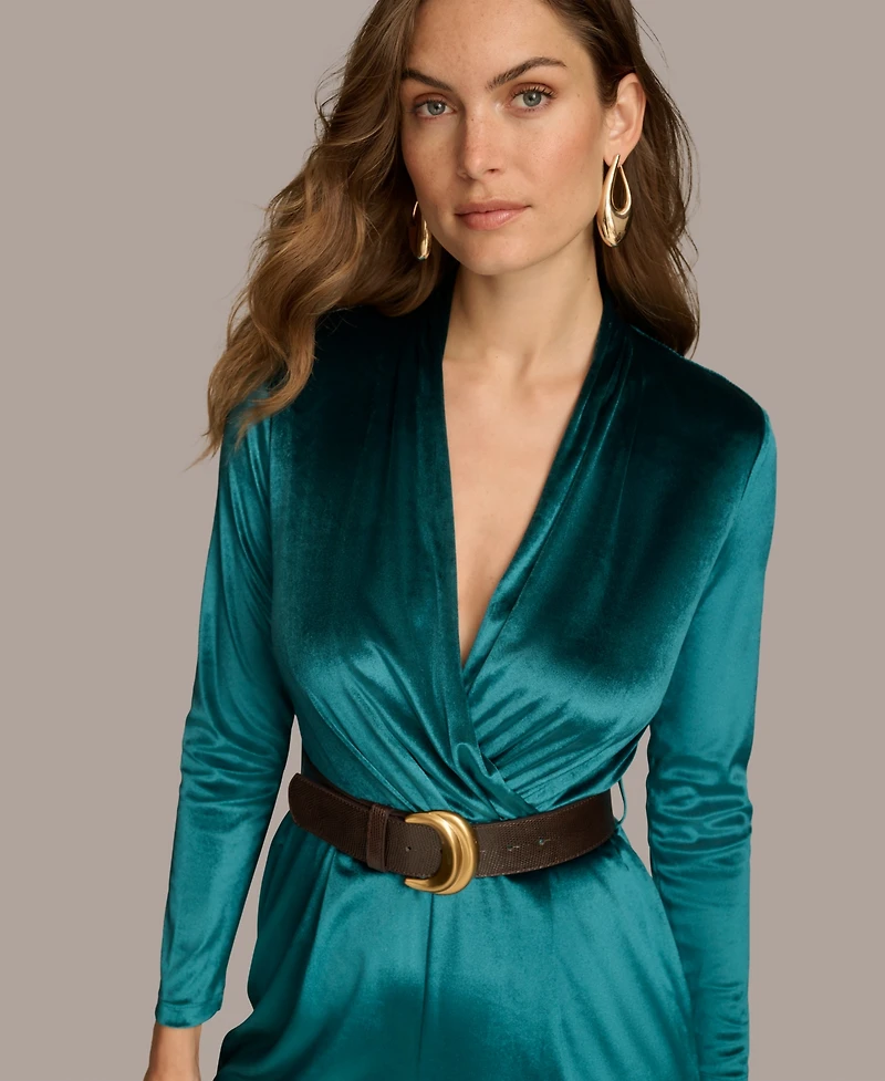 Donna Karan New York Women's Belted Velvet Jumpsuit