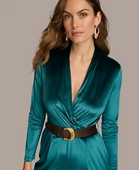 Donna Karan New York Women's Belted Velvet Jumpsuit