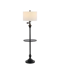 Jonathan Y Cora 60" Metal/Glass Led Side Table and Floor Lamp, Black