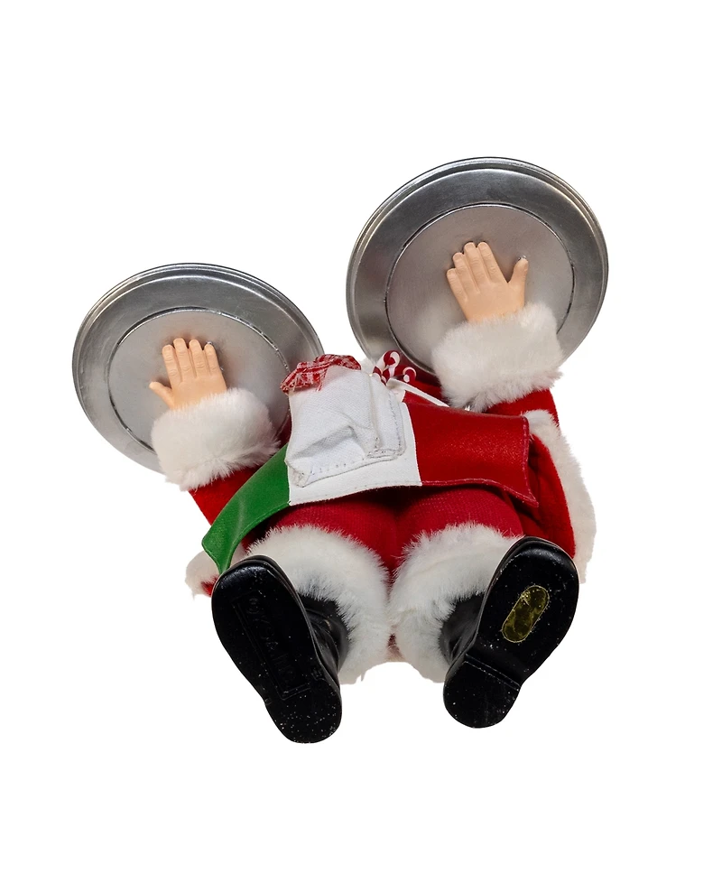 Kurt Adler 11-Inch Fabriche Chef Santa Holding Two Trays of Pizza