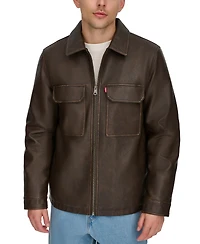 Levi's Men's Faux-Leather Zip Utility Shirt Jacket