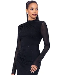 Betsy & Adam Women's Embellished Ruched Gown