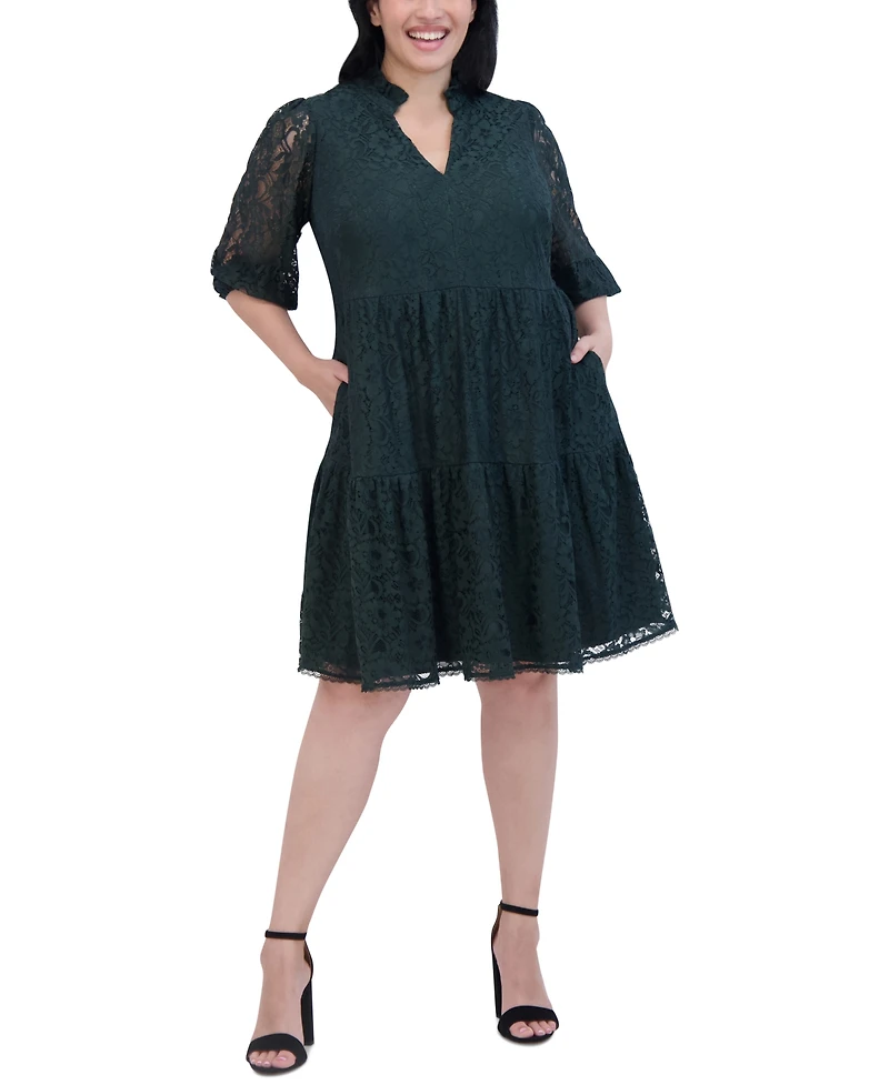 Jessica Howard Plus Size Balloon-Sleeve A-Line Dress