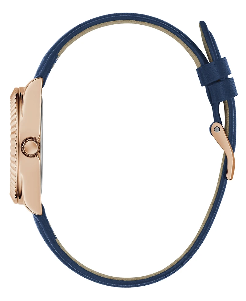 Guess Women's Analog Blue Genuine Leather Watch 30mm
