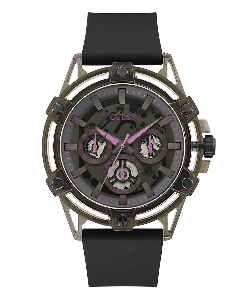 Guess Men's Multi-Function Black Silicone Watch 48mm
