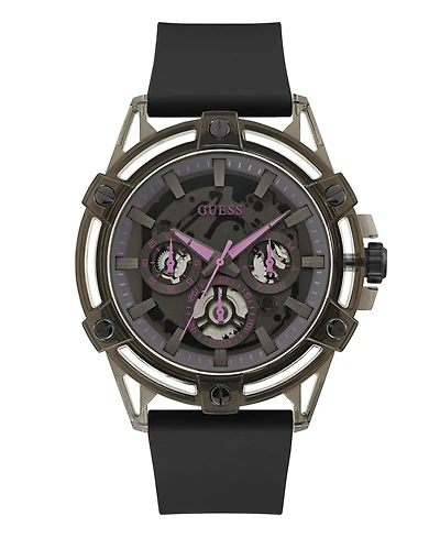 Guess Men's Multi-Function Black Silicone Watch 48mm