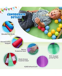 5-In-1 Inflatable Bounce Castle with Basketball Rim & Climbing Wall