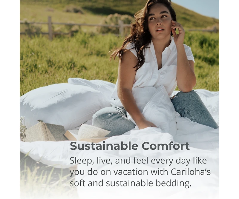 Cariloha Mid-Loft Duvet Insert | Queen | White | Mid Loft | Viscose Material | Soft, Comfortable & Wicks Moisture
