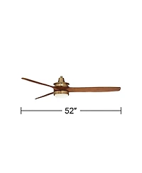 Casa Vieja 52" Windspun Indoor Ceiling Fan 3 Blade Led Light Remote Control Soft Brass Finish Motor Walnut Finish Wood Blades