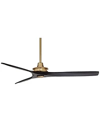Casa Vieja 52" Windspun Indoor Ceiling Fan 3 Blade Remote Control Soft Brass Finish Motor Matte Black Finish Wood Blades Bedroom