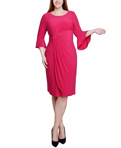 Ny Collection Petite 3/4 Length Trumpet Sleeve Dress