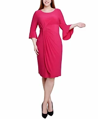 Ny Collection Petite 3/4 Length Trumpet Sleeve Dress