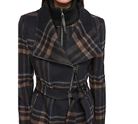Calvin Klein Womens Wool Blend Belted Wrap Coat