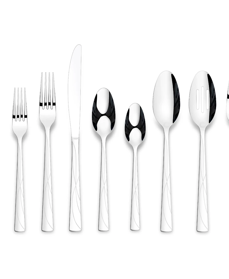 Ornative Jara Mirror 42 Piece Flatware Set with Wire Caddy, Service for 8