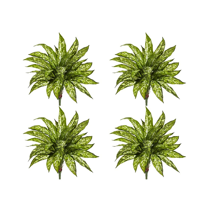 Slickblue Aglaonema Artificial Plant for Low Maintenance Indoor Decor (Set of 4)