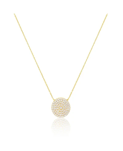 Etoielle Yellow Gold Tone Cz Circle Disc Necklace