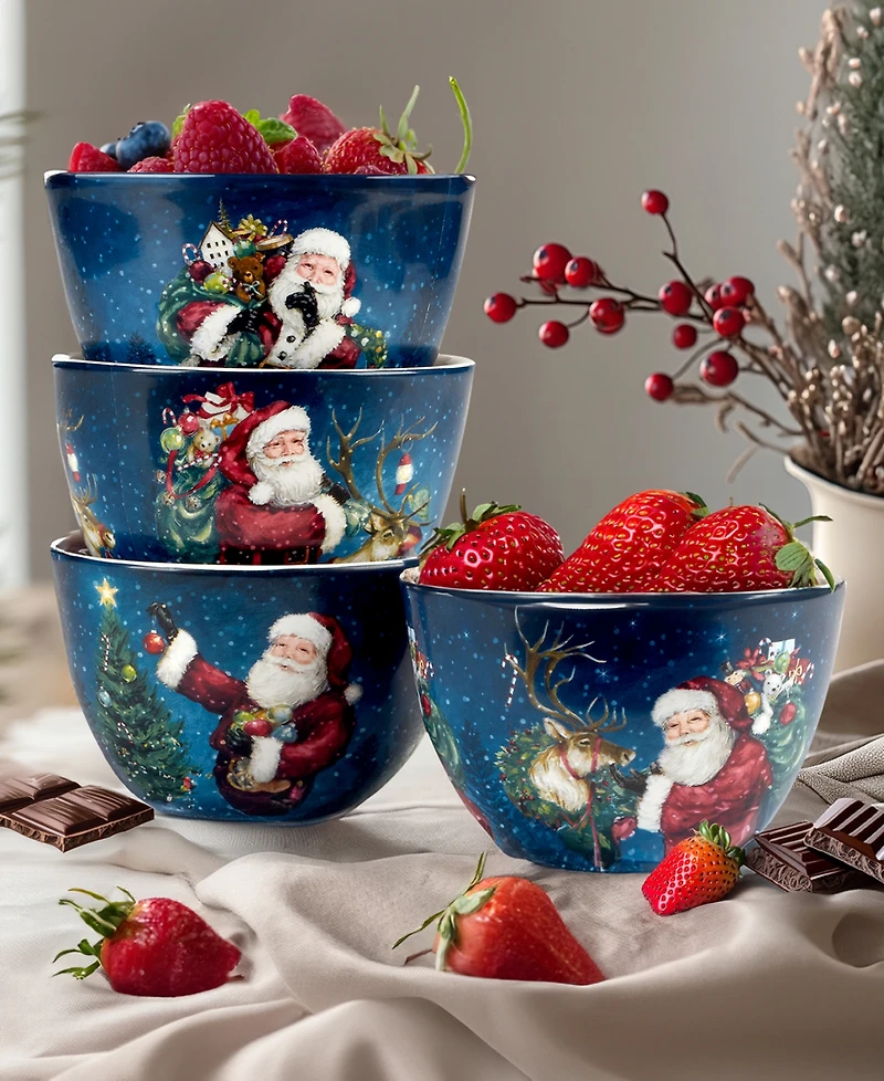 Certified International Santa's Secret Ice Cream Bowls, Set of 4