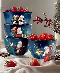 Certified International Santa's Secret Ice Cream Bowls, Set of 4