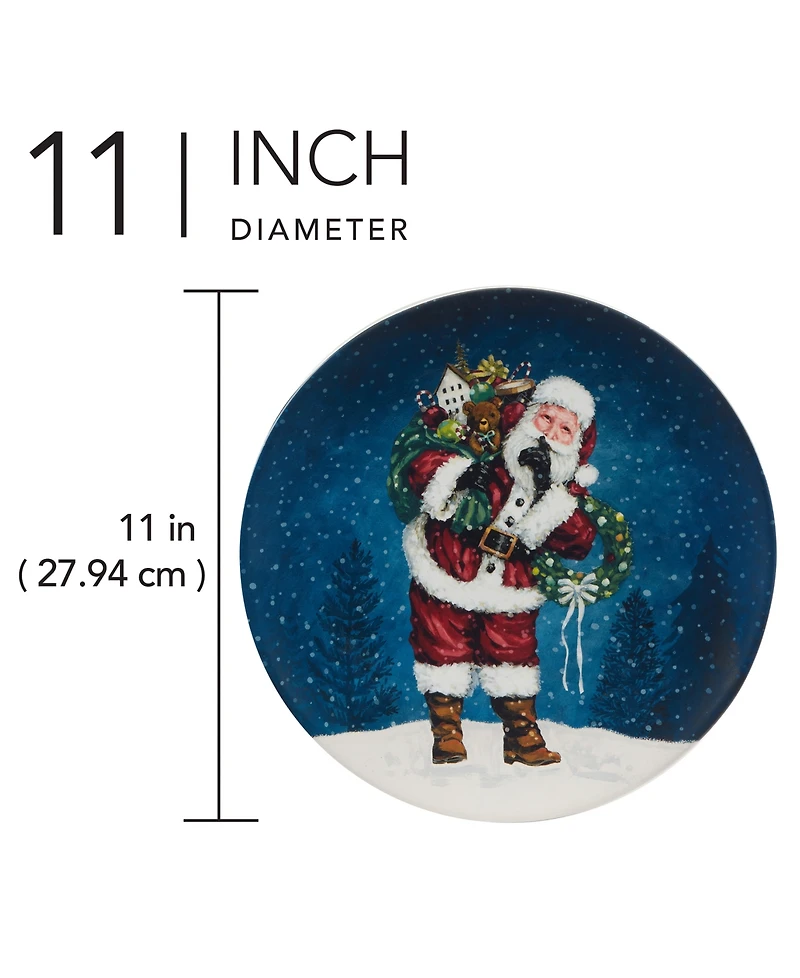 Certified International Santa's Secret Dinner Plates, Set of 4