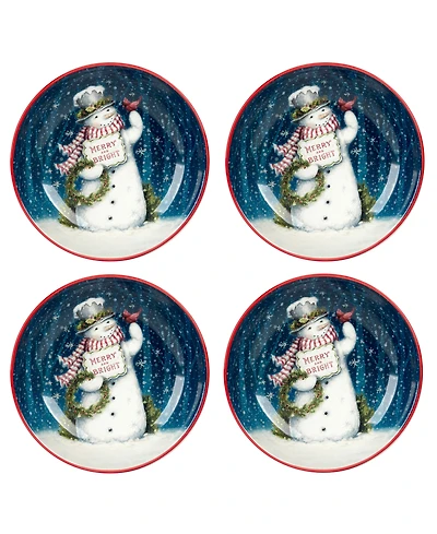 Certified International Snowman Greetings Soup Bowls, Set of 4