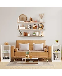 Gymax 2 Pcs Bookshelf 2-Tier Open Wood Display Organizer Set Vinyl Record Cube Storage
