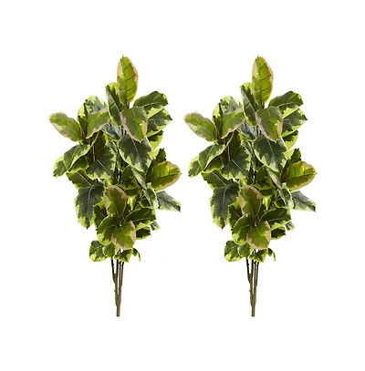 Slickblue Rubber Leaf Artificial Plant (Real Touch) for Authentic-Looking Decor (Set of 2)