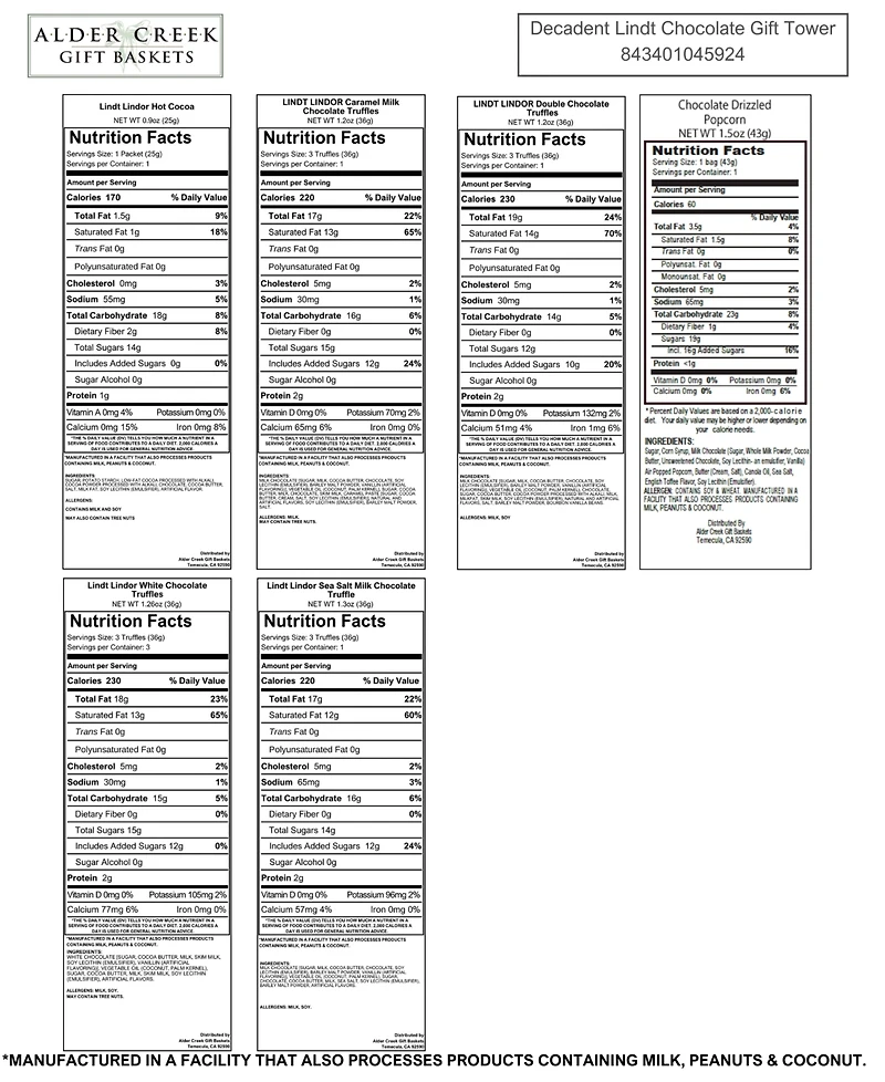 Alder Creek Gift Baskets Decadent Lindt Chocolate Gift Tower, 7 Piece