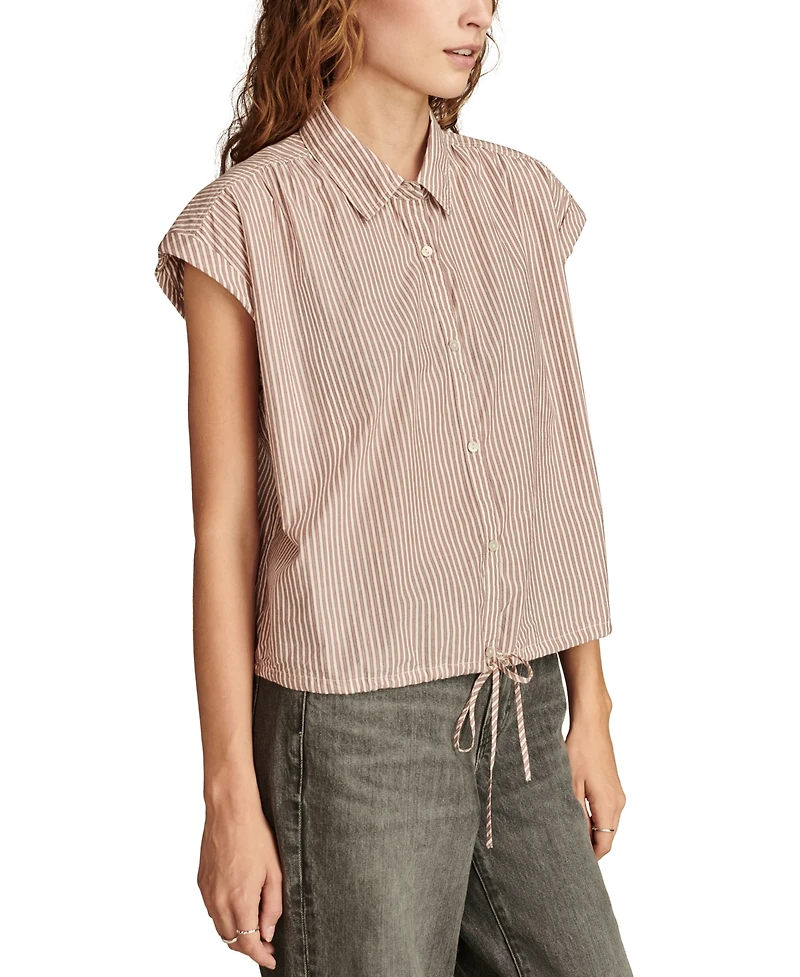 Lucky Brand Women's Striped Cotton Button-Front Shirt