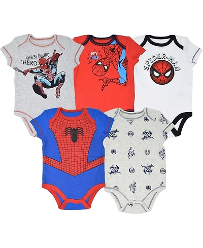 Avengers Baby Boys Spider-Man 5 Pack Bodysuits