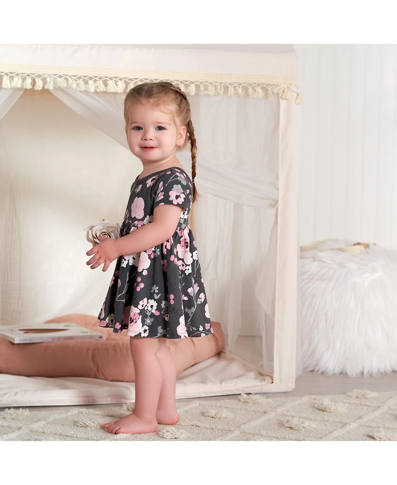 Gerber Baby Girls Pink Floral Short Sleeve Dresses