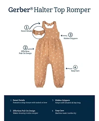 Gerber Toddler Girls Gauze Halter Romper