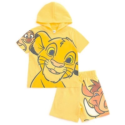 Disney Toddler Boys Hooded T-Shirt and French Terry Shorts Outfit Set to (2T - 10-12)