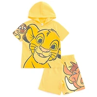 Disney Toddler Boys Hooded T-Shirt and French Terry Shorts Outfit Set to (2T - 10-12)