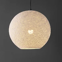 Jonathan Y Lacey 19.5" 1-Light Bohemian Minimalist Iron/Rope Woven Globe Led Pendant, White/Black