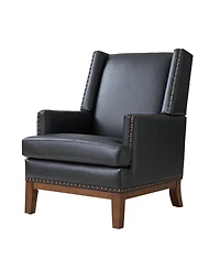 Hulala Home Regina Genuine Leather Arm Chair with Solid Wood Frame
