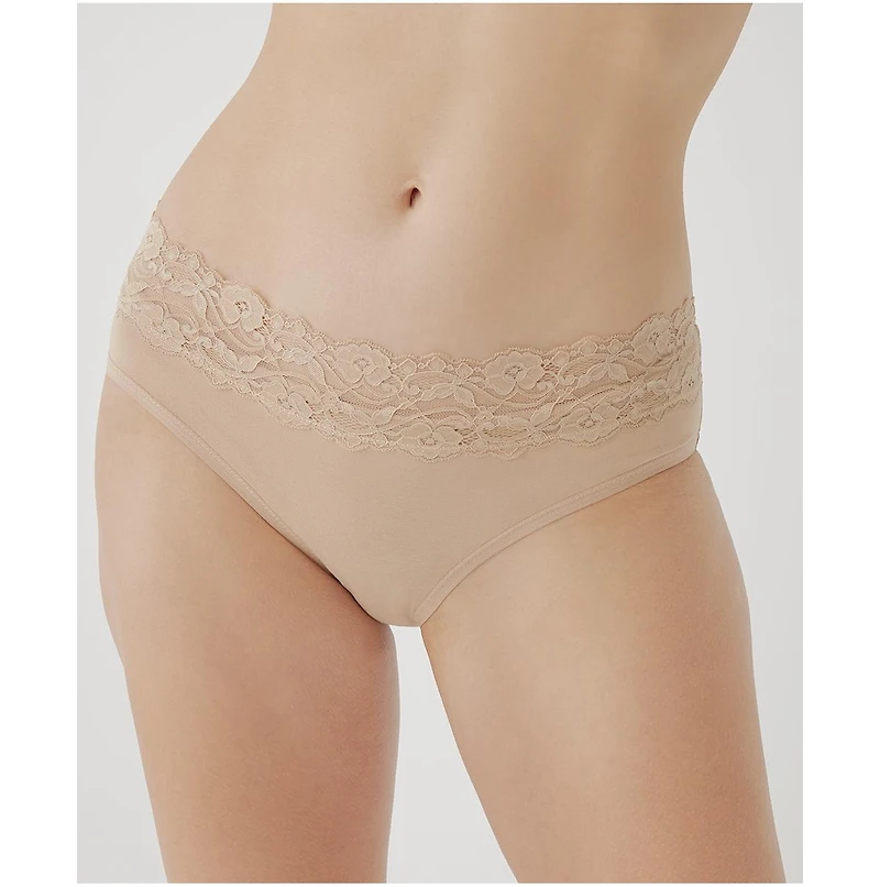 Pact Women's Organic Cotton Lace Waist Brief 3-Pack