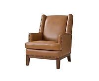 Hulala Home Regina Genuine Leather Arm Chair with Solid Wood Frame
