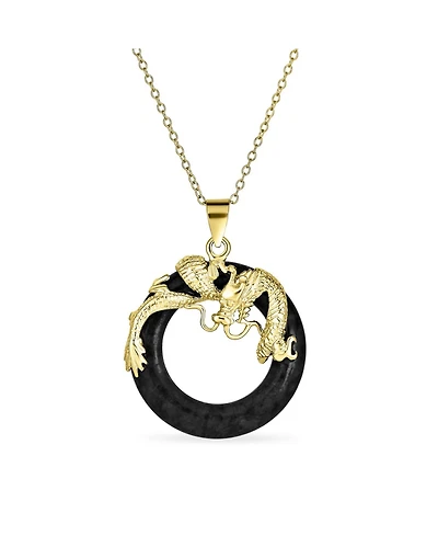 Bling Jewelry Asian Style Jade Dragon Pendant Necklace Sterling Silver 18 Inch Red & Green Disc