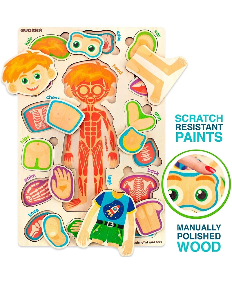 Quokka Wooden Montessori Puzzles for Kids Ages 4-6 – Human Anatomy