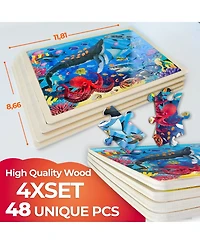 Quokka 4 x 48 Wooden Toddler Realistic Montessori Puzzles Ages 3-5