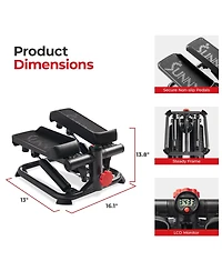 Total Body Smart 2-in-1 Stepper Machine, Total Body Workout, Adjustable Hydraulic, Lcd Monitor, Resistance Bands, Non-Slip Pedals with Optional Smart