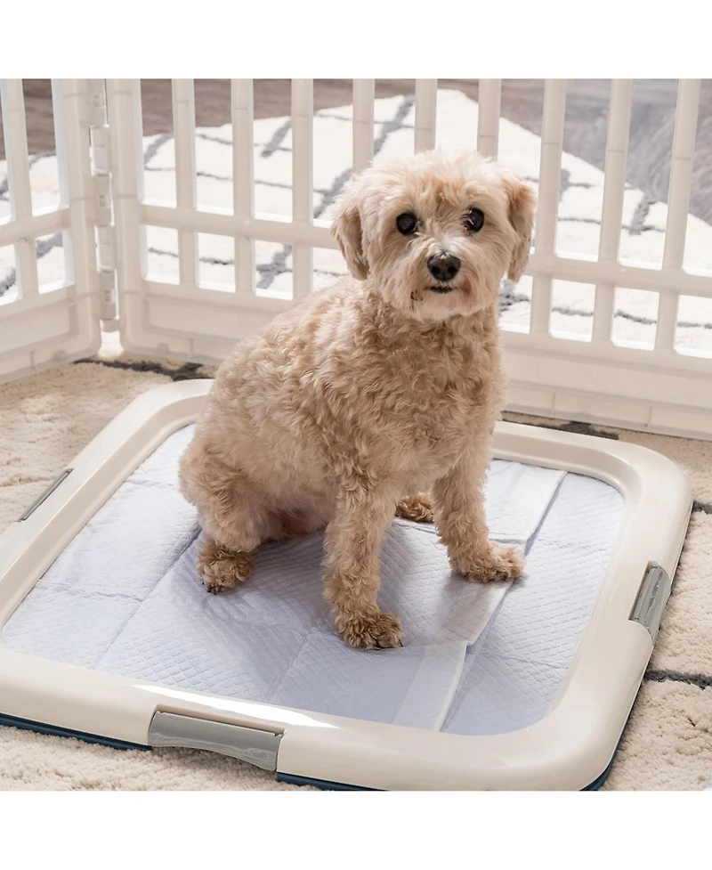 Iris Usa Potty Pad Holder, Fits 23"x23" or Larger, Square, Puppy Dog Pad Hoder, Secured Latches, Non-Skid Rubber Feet, High Polish Finish for Easy Cle