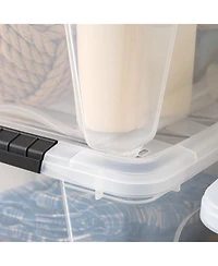 Iris 6 Pack 32qt Clear View Plastic Storage Bin with Lid and Secure Latching Buckles